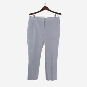 Ann Taylor Size Petite 8 Devin Fit Seersucker Crop Pants Blue Stripe